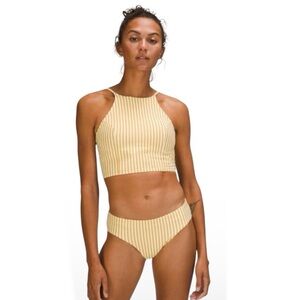 Lululemon Yellow and White Striped Bikini Top - Women’s Size Medium